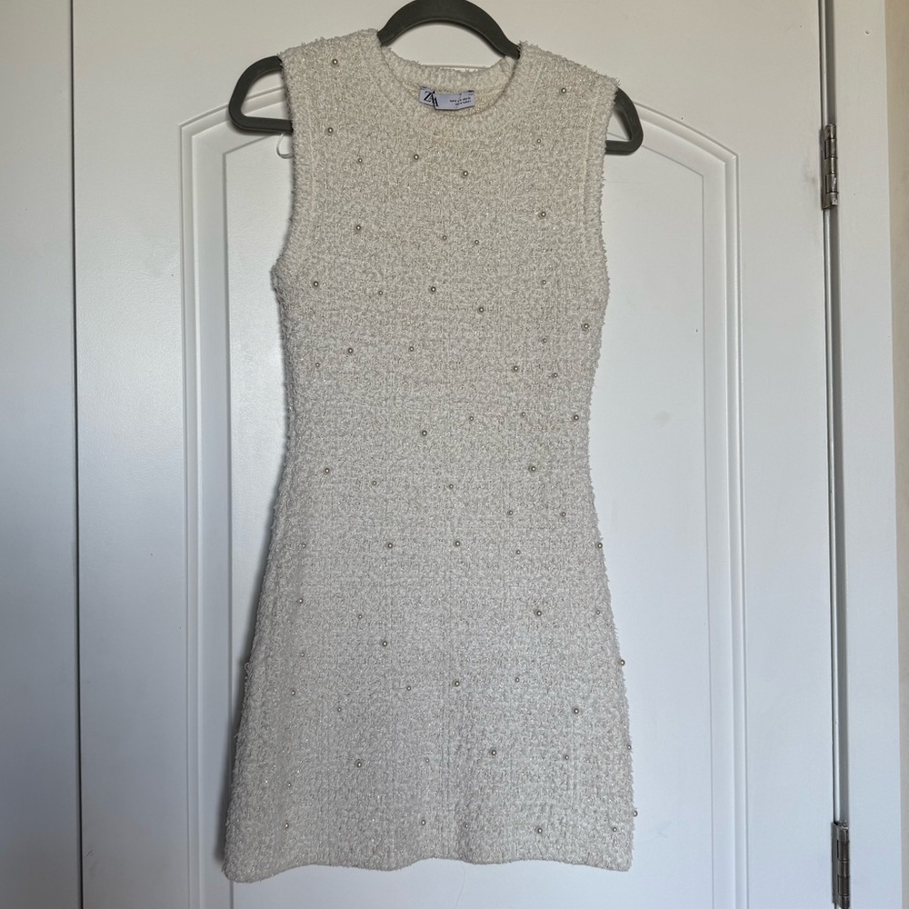 Zara Pearl Knit Dress with Cardigan